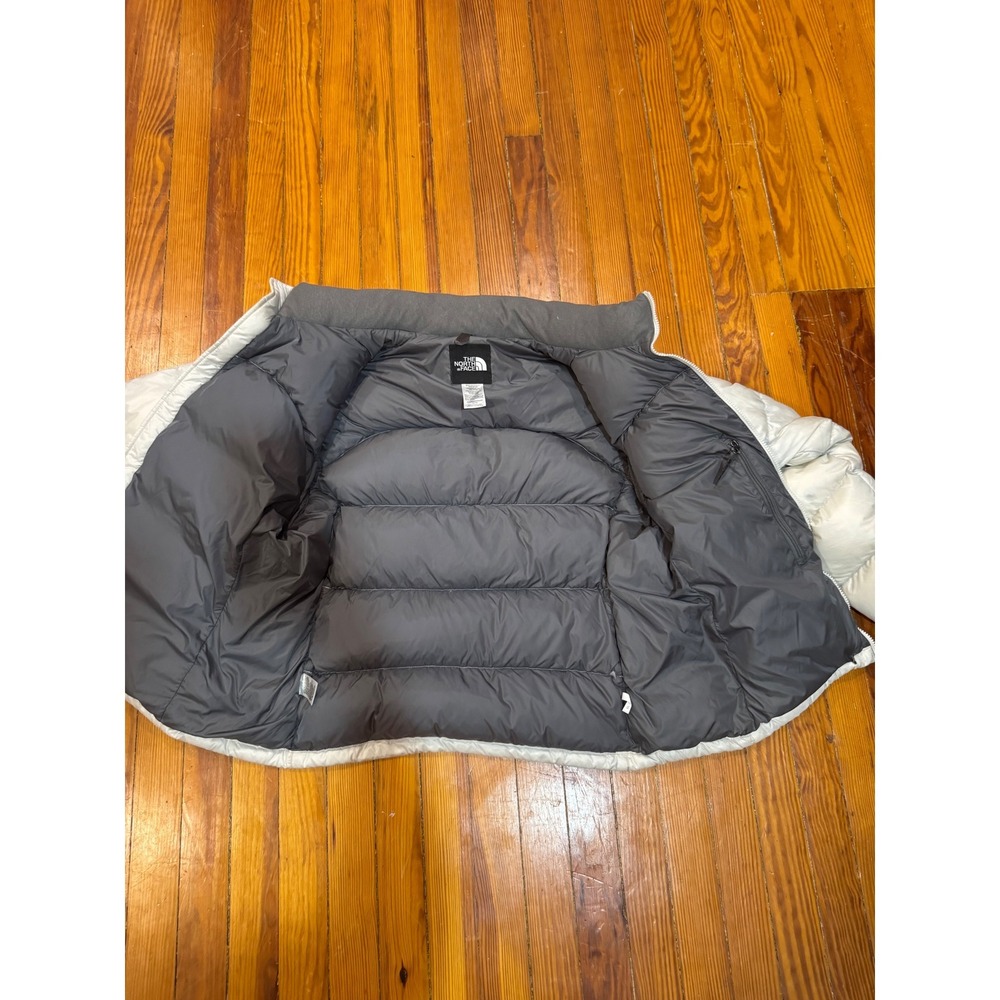 The North Face Nuptse 700 Down Puffer Jacket Womens XL Grey Silver Full Zip - Picture 4 of 4